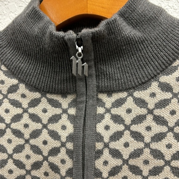 Meister 1/4 Zip Merino Wool Blend Sweater Size Medium Gray Ski Winter Warm - Picture 3 of 6